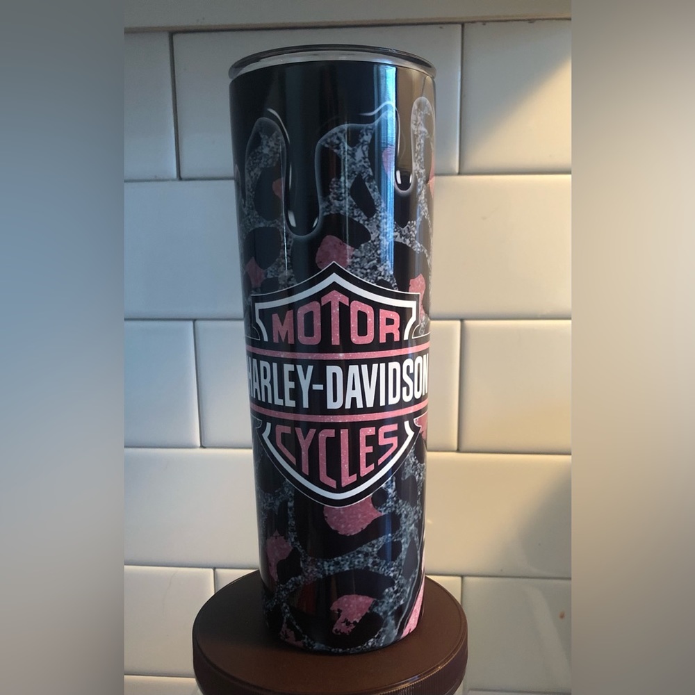 Harley pink Tumbler 20oz Hot Cold Made New To Order